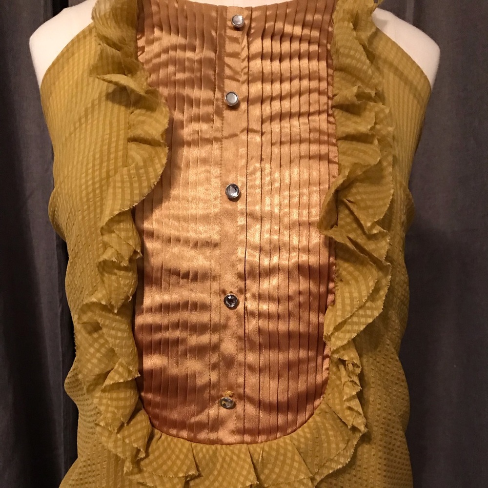 Gold Faux-Button Blouse